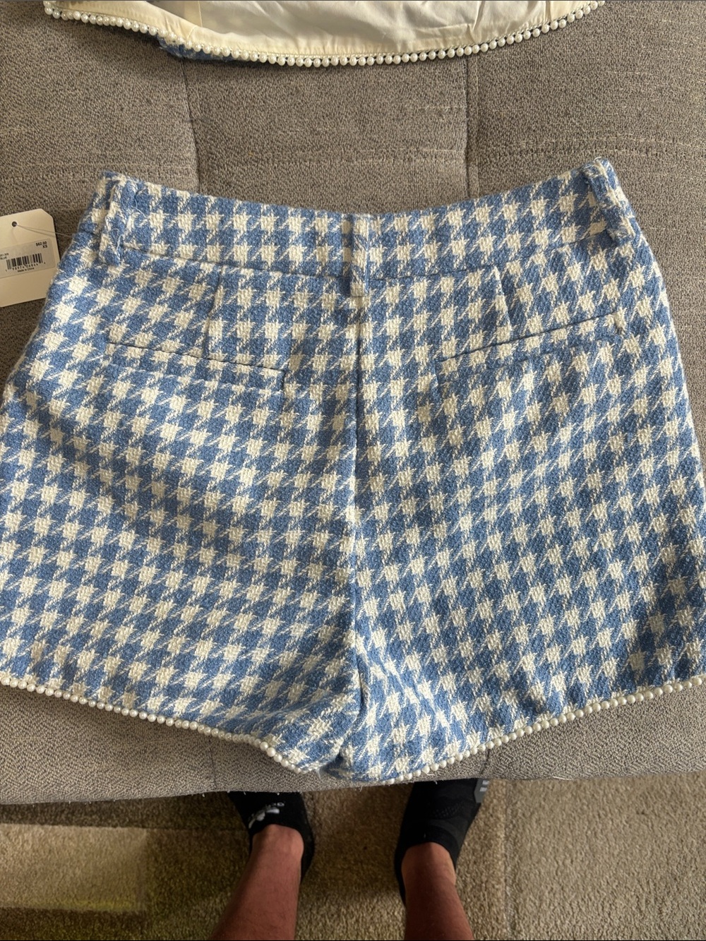 Altar'd State Blue and White Houndstooth High-Waist Shorts Set - Picture 8 of 8